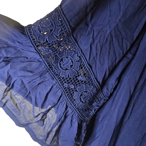 Magnolia Skye women's navy blue crochet design 3/4 sleeves dress size S - Picture 3 of 7